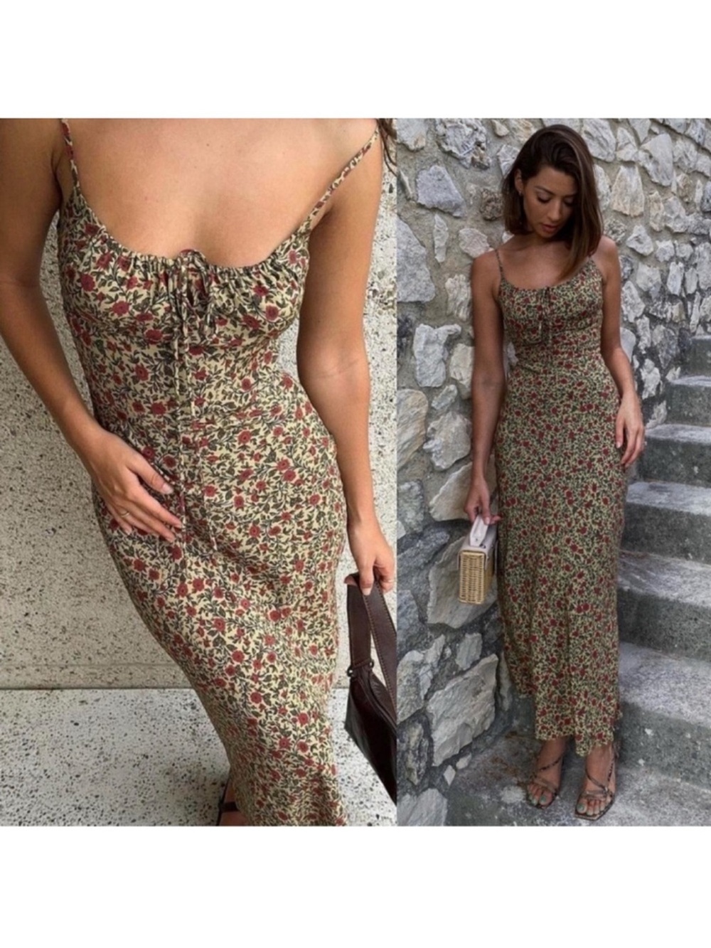 Réalisation Par Alba Silk Midi Dress Dahlia Floral XS EUC